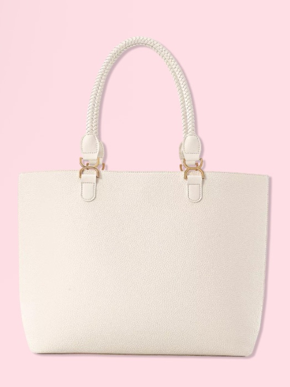 Ivory Cream Tote Bag Braided Handles gold accessories textured purse Ulta NWT